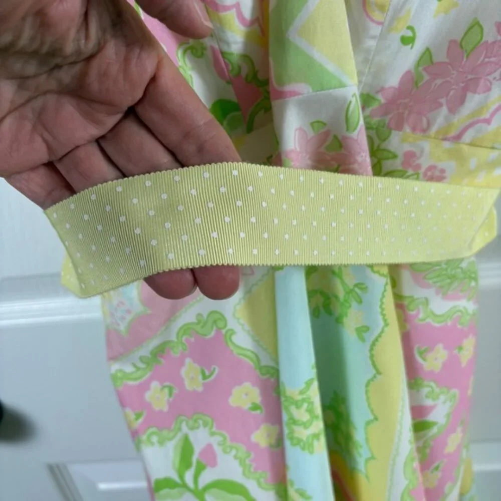 Vtg 90s Lilly Pulitzer Halter Dress Size 4 Pink Yellow Patchwork Cotton Preppy - Picture 5 of 9
